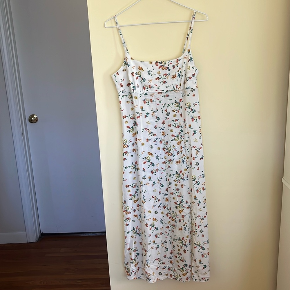 Multi-colored floral and white midi sundress, Uniqlo size small
